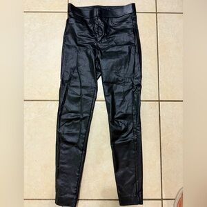 Zara Metallic Faux Leather Black Leggings/Pants Small